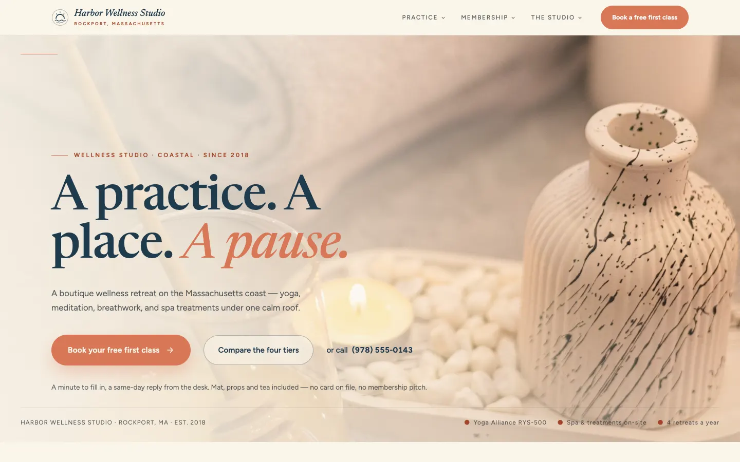 Harbor Wellness Studio website